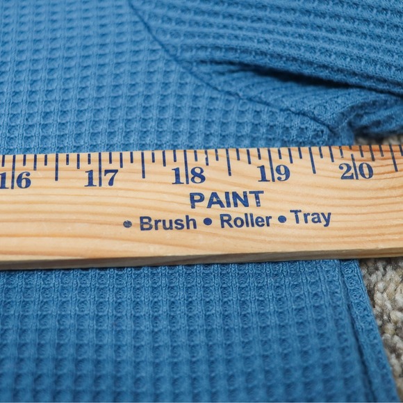 LL Bean Signature Women Blue Waffle Knit Thermal Long Sleeve Crewneck Top Size L - Picture 6 of 11